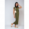 Belted V Neck Jumpsuit with Side Pockets - Image 4