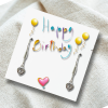 Happy Birthday Party Gift Card & Cubic Zirconia Heart Earrings - Image 2