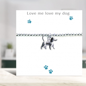 Love Me Love My Dog Bracelet on Message Card