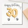 Small 30th Birthday Gold Balloons Gift Hamper - Cubic Zirconia Earrings, Chocolates & Candle - Image 2