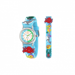 Ravel Children Girls 3D Cartoon Time Teacher Watch Blue Sea Life R1513.98