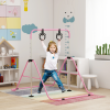HOMCOM Adjustable Height Foldable Kids Gymnastics Bar with Non-Slip Mats, Pink - Image 2