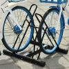 Reversible 2 Bike Holding Rack Steel Frame Outdoor Foot Caps Stand HOMCOM - Image 2