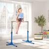 Adjustable Kids Gymnastics Bar Horizontal Training w/ Steel Frame Wood Bar Blue - Image 2
