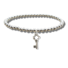 Key Silver Beaded Bracelet - Women's Key Charm - Image 2
