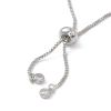 Cubic Zirconia Heart Charm on Fine Silver Diamante Slider Bracelet - Image 2