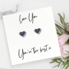 Silver Heart Stud Earrings & Love You You're the Best x Mini Gift Hamper - Image 2