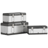 HOMCOM 3 Pieces Tool Case Set, 23" 19" 16" Stainless Steel Tool Boxes - Image 2