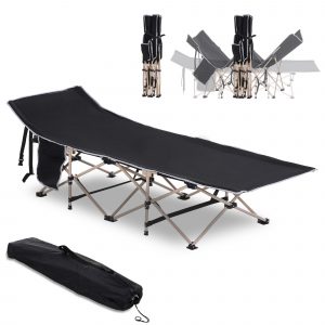 Single Portable Outdoor Military Sleeping Bed Camping Cot Black Outsunny