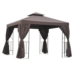 3x3 m Gazebo W/Side Panel-Brown