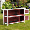 Two-Tier Elevated Wooden Rabbit Hutch Bunny Cage for Small Pet Animals w/ Tray - Image 2