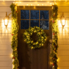 55CM Pre-lit Christmas Wreath 50 Warm White LED Ideal Xmas Artificial Door Deco - Image 2