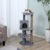 104cm Deluxe Cat Activity Tree w/ Scratching Posts Ear Perch House - Grey - Image 2