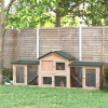 Wooden Rabbit Hutch Bunny Cage Guinea Pig House w/ Slide-out Tray Outdoor Run - Image 2