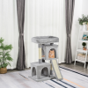 Cat Rest & Play Activity Tree w/ 2 House Cushion Perch Scratching Post Grey - Image 2