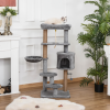 Cat Tree Tower w/ Scratching Post Hammock Hanging Ball Condo Teasing Rope - Image 2