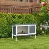 Wooden Rabbit Hutch Small Pet Habitat w/ Dropping Tray Openable Asphalt Roof - Image 2