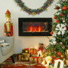 1000W Wall Mounted Tempered Glass Electric Fireplace Heater Black - Image 2