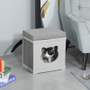 Cat House Bed Kitten Cave Cube Indoor w/ Soft Cushion Sisal Scratching Pad, Grey - Image 2