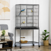 Rolling Bird Cage w/ Detachable Stand, Storage Shelf, Wood Perch, Food Container - Image 2