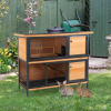 Wooden Metal Rabbit Hutch Pet House Bunny w/ Slide-Out Tray Outdoor Light Yellow - Image 2
