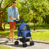 Pet Stroller Foldable Travel Carriage with Brake Basket Adjustable Canopy - Image 2