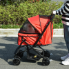 Pet Stroller Foldable Travel Dog Cat Carriage w/ Reversible Handle Brake Basket - Image 2
