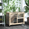 Indoor Rabbit Hutch Guinea Pig House Bunny Cage Openable Roof, Natural - Image 2