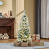 4 Feet Prelit Artificial Snow Flocked Christmas Tree Warm LED Light Green White - Image 2