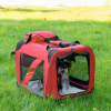 Folding Pet Carrier Bag Soft Portable Cat Travel Cage, 60x42x42 cm, Red - Image 2