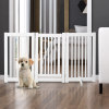 MDF Dog Gate Step over Panel Fence Expandable Folding w/Latch Support Feet White - Image 2