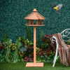 Wooden Bird Feeder Wooden Bird Table Bird Feeder with Roof, Brown, 130cm - Image 2