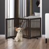 MDF Dog Gate Step over Panel Fence Expandable Folding w/Latch Support Feet Brown - Image 2