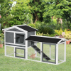 Two-Tier Wooden Rabbit Hutch Small Animal House w/ Run Box, Slide-Out Tray, Ramp - Image 2