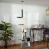 238-270cm Floor to Ceiling Cat Tree Tower w/ Scratching Post Hammock House Grey - Image 2