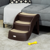 Portable Dog Steps Non-slip Pet Stairs 3-Step Design for High Beds Sofas, Brown - Image 2
