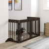Freestanding Pet Gate 4 Panel Folding Wooden Dog Barrier w/ Support Feet - Image 2