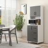 Kitchen Buffet 2 Cabinets, 3 Drawers Countertop, 60x40x150cm, Grey White - Image 2