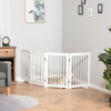 Wooden Freestanding Pet Gate 4 Panels 91cm Foldable Dog Fence w/ Support Feet - Image 2