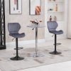 Set of 2 Velvet-Touch Fabric Adjustable Swivel Chairs with Footrest, Grey - Image 2