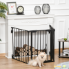 Pet Gate 3-Panel Dog Playpen for Indoor Stair Barrier W/ Walk Through Door Black - Image 2