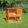 2-tier Rabbit Hutch Small Animal Wooden Bunnies House Outdoor Backyard 2 Sizes - Image 2