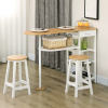 3 Piece Bar Table Set, Breakfast and Stools Wine Rack Natural White - Image 2