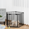 Pet Gate 5-Panel Dog Playpen for Indoor Stair Barrier W/ Walk Through Door Black - Image 2