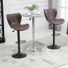Set of 2 Adjustable Height Swivel Bar Chairs in PU Leather with Backrest Brown - Image 2