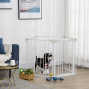 Pet Gate 5-Panel Dog Playpen for Indoor Stair Barrier W/ Walk Through Door White - Image 2