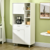 Kitchen Cupboard, Storage Cabinet with Shelves and Drawer, 166cm, White - Image 2
