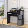 Computer Desk with Sliding Keyboard Tray Storage Drawer Shelf Black - Image 2