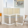 Foldable Dog Gate Freestanding Wooden Pet Barrier w/ 3 Panels, 2 Support Feet - Image 2