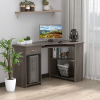 L-Shaped Corner Computer Desk & 2-Tier Side Shelves Wide Table Top Grey - Image 2